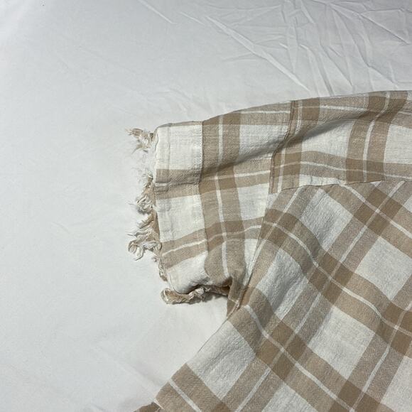 Pilcro By Anthropologie Bette Plaid Babydoll Blouse Cotton Linen Size small - Picture 13 of 16